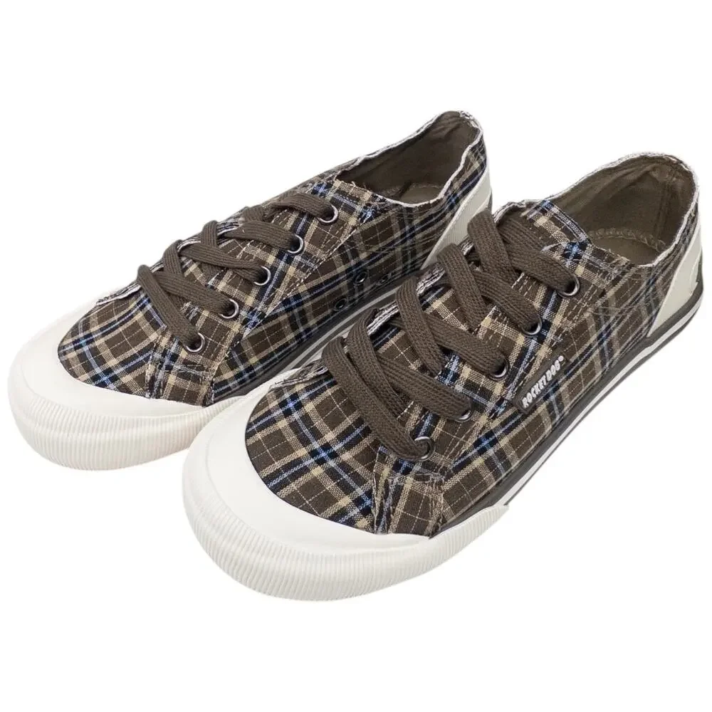 Rocket Dog Jazzin Fromberg Plaid Sneaker Women's size 6.5 Brown Tan